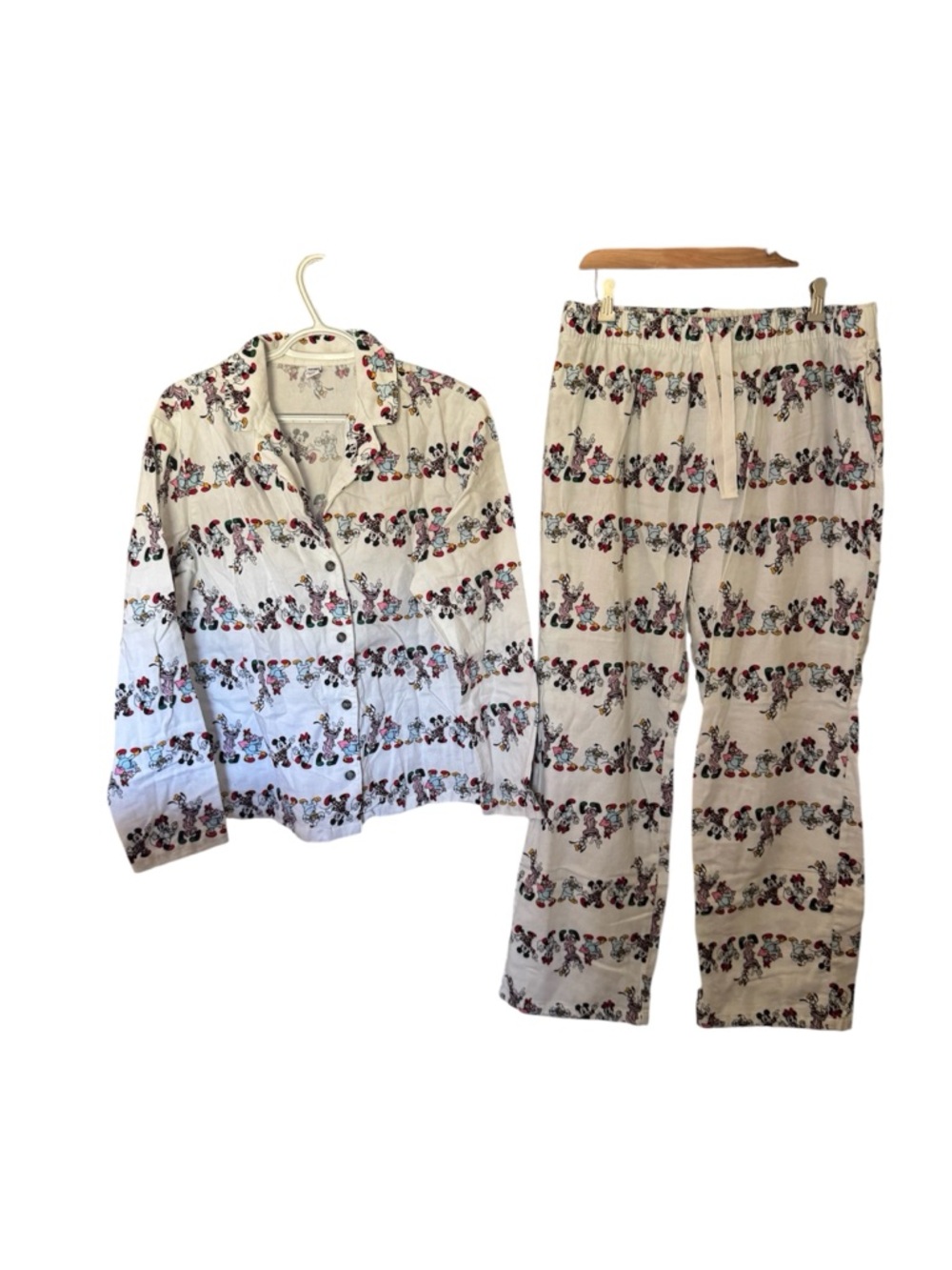 Old Navy Cream Two-Piece Floral Stripe Pajama Set